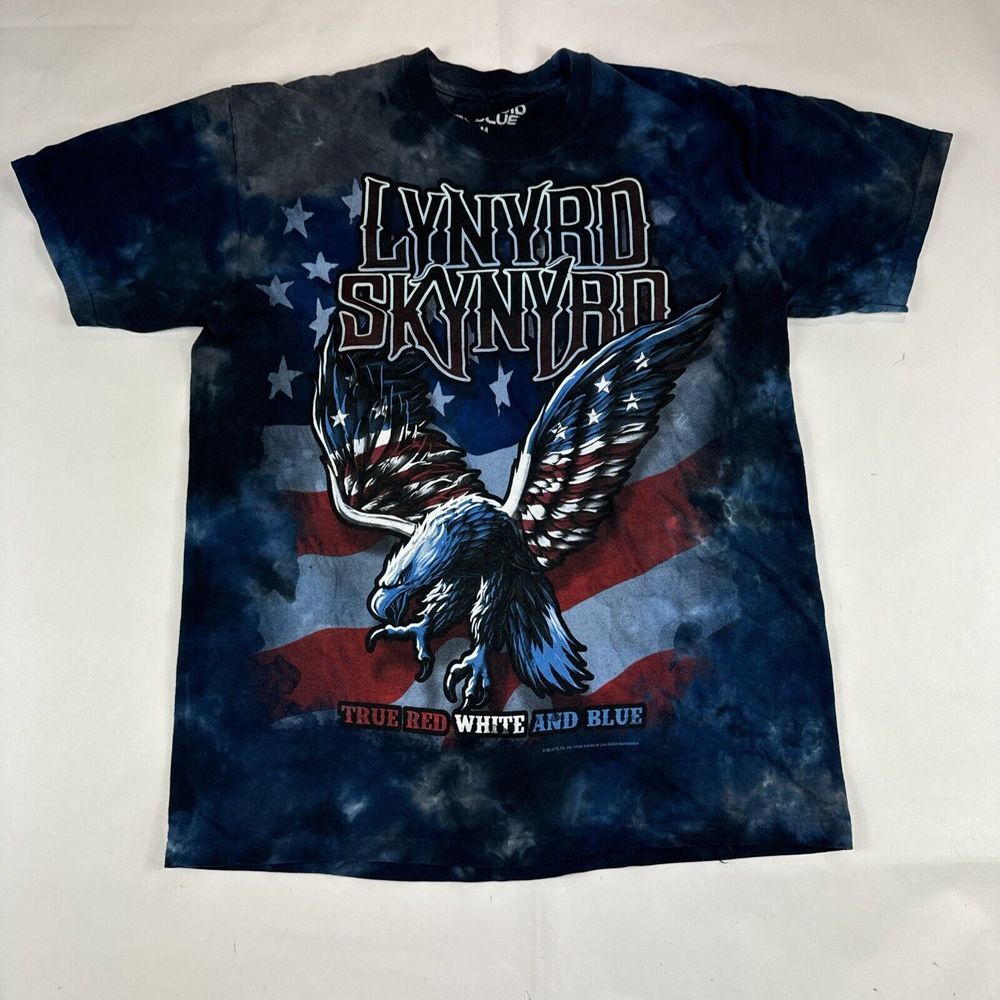 Liquid Blue Lynyrd Skynyrd Shirt Mens M‎ Tie Dye Eagle Red White Blue USA Flag